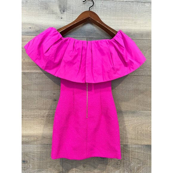 REBECCA VALLANCE Cecily Off the Shoulder pink mini dress size 0 - Picture 7 of 11
